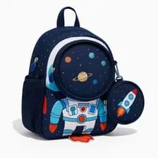 Mochila Infantil Astronauta Espaço Azul | Mochila Escolar Infantil com Estojo | Mochila Lúdica para Crianças