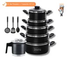 Conjunto de Panelas - Kit 9 Peças Alumínio Reforçado com Utensílios