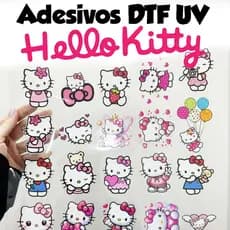Adesivos DTF UV Hello Kitty, com imagens Personagem Hello Kitty