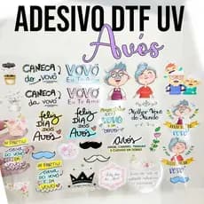 Adesivos DTF UV DIA DOS AVÓS para Personalização em Geral. Diversas imagens Vovó e Vovô