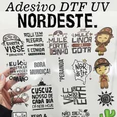 Adesivos DTF UV NORDESTE, com imagens e frases NORDESTINAS.