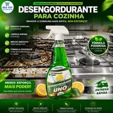 Desengordurante Cozinha Uno Bicarbonato e Limão 500ml - Limpa Fogão e Coifa - Brilho Instantâneo