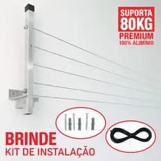 Kit Varal Reforçado Retrátil Dobrável Aluminio SUPORTA ATÉ 80KG Roupas + Kit Instalação - ENVIO IMEDIATO