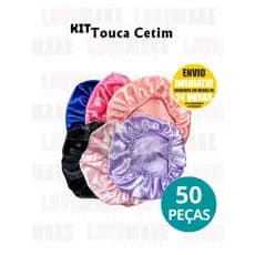 Kit Com 50 Toucas de Cetim Anti Frizz Cetim Alto Brilho Ideal Para dormir Escolha sua Cor para revda