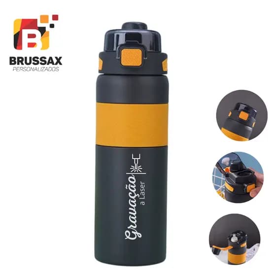 GARRAFA TÉRMICA COM TAMPA DUPLA 800ML - PERSONALIZADO