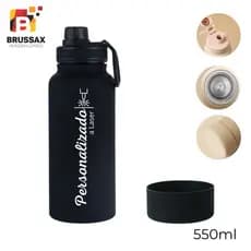 GARRAFA TÉRMICA PERSONALIZADA COM PROTETOR DE SILICONE - 550ML