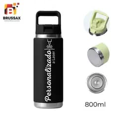 COPO TÉRMICO PERSONALIZADO COM ALÇA E CANUDO RETRÁTIL - 800ML