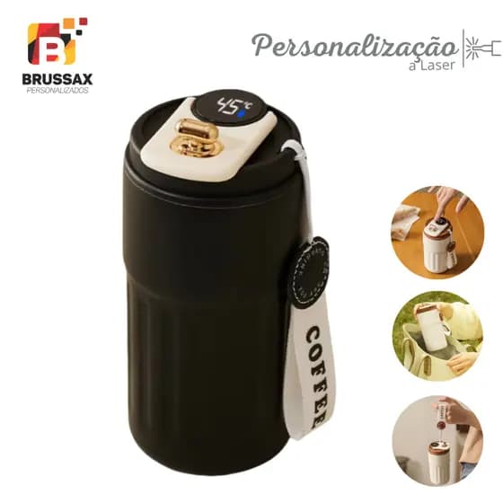 COPO TÉRMICO COM DISPLAY DE TEMPERATURA PERSONALIZADO - 400ML