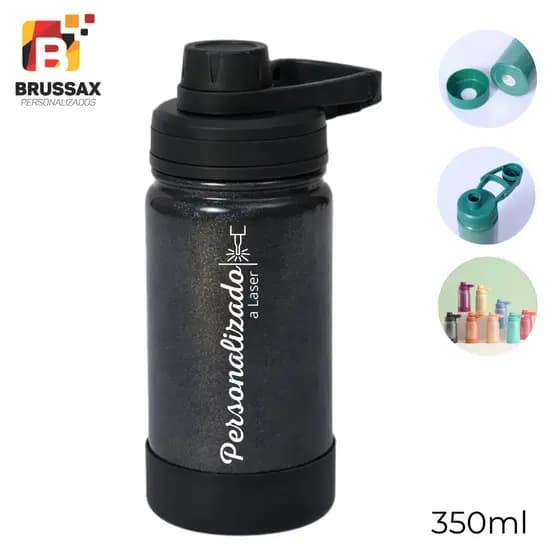 GARRAFA TÉRMICA TEXTURIZADA ANTIVAZAMENTO 350ML - PERSONALIZADA