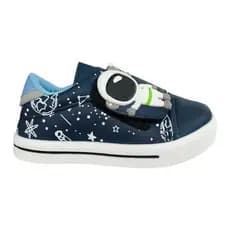 Tênis Infantil Astronauta Espaço Estampado Velcro Azul Confortável Antiderrapante Escolar