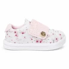 Tênis Bebê Feminino Floral Rosa Velcro Confortável Antiderrapante Menina