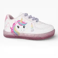 Tênis Infantil Feminino Unicórnio Tralala Original Confortável Com Glitter Cadarço Elástico Fofo