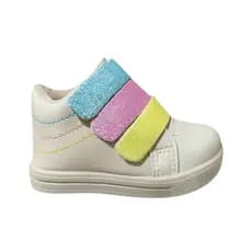 Tênis Infantil Feminino Glitter Arco-Íris Velcro Confortável Antiderrapante Moda Criança