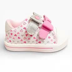 Tênis Infantil Feminino Rosa Coração Antiderrapante Confortável Velcro Leve Menina Fofo