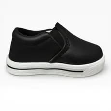 Tênis Bebê Preto Slip On Infantil Confortável Antiderrapante Casual Menino Menina