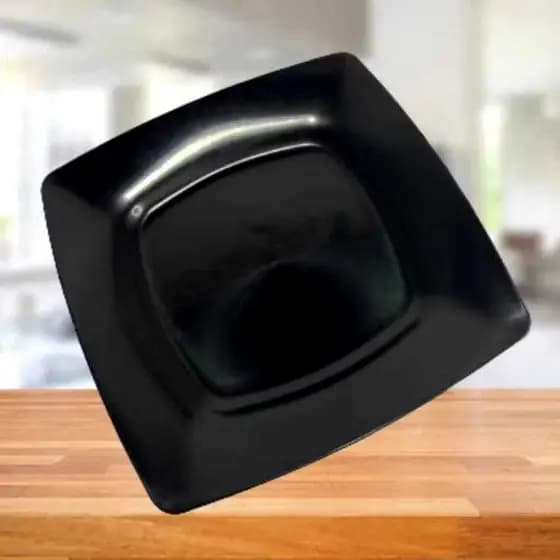 Pratos Quadrados Refeição de Plástico (PRETO). Kit 5,10,15 ou 20 Almoço/Jantar/Lanche.