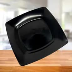 Pratos Quadrados Refeição de Plástico (PRETO). Kit 5,10,15 ou 20 Almoço/Jantar/Lanche.