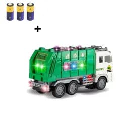 Caminhão De Lixo Reciclagem Coletor Ecológico Bate Volta Com Luz Som Brinquedo Verde Branco