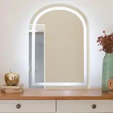 Espelho Oval com LED Jateado – Base Reta | Espelho Decorativo para Banheiro Sala e Quarto 40x40 a 90x90