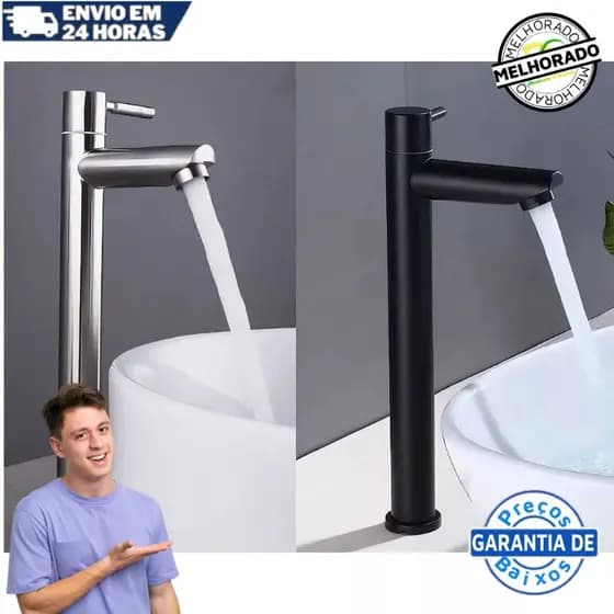 Torneira De Aço Inoxidavel Alto Qualidade Para Lavatorio De Banheiro preto/prata