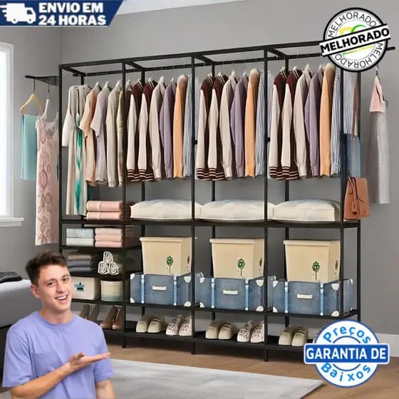 Cabideiro Arara Para Roupas Sapateira Organizador Multiuso Armário Cobertores Travesseiros 1/2/3/4