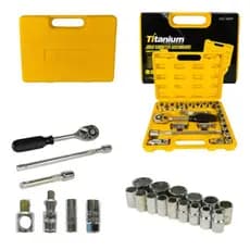 Jogo de Soquete Sextavados 1/2" 22 Peças Com Maleta Titanium