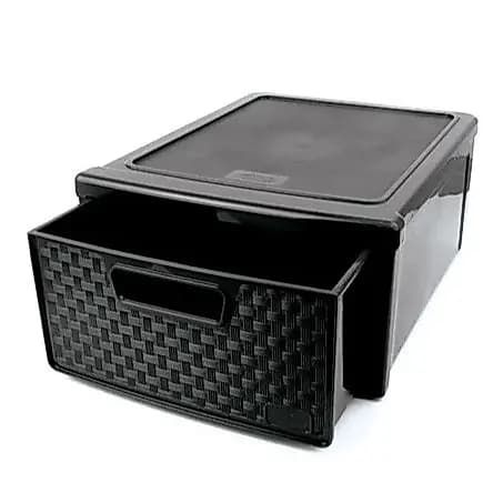 OFERTA Gaveteiro Modular Rattan Decoração Porta Calçado Empilhável Preto Nitron