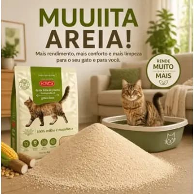 OFERTA Areia Sanitária Higiênica Biodegradável Grãos finos de Milho e Mandioca absorvente para Gatos 100% Natural Kadi