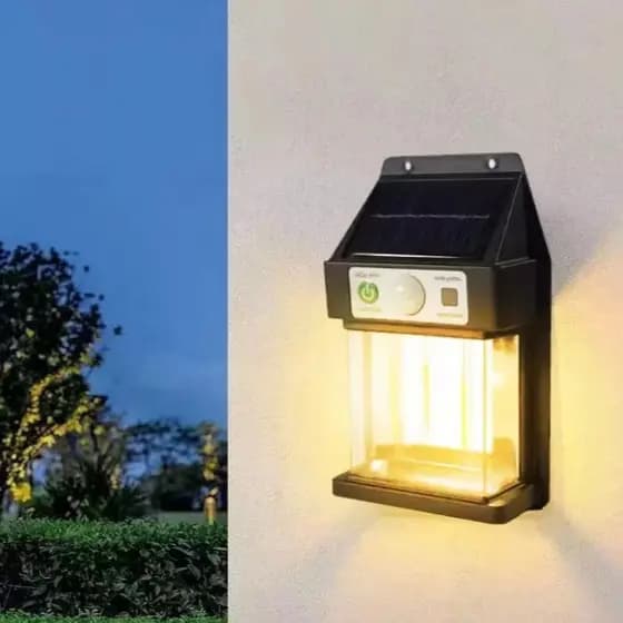 kit 6 Luminária Arandela Com Solar Placa Solar a Prova d'água Exterior Iluminação Jardim