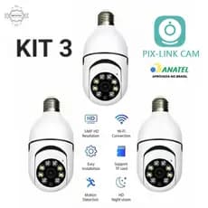 Kit Câmera de Segurança WiFi 360° Full HD À Prova D'água Visão Noturna App PIX-LINK CAM 8177