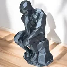 Escultura O Pensador 3D Decorativa Moderna Geométrica Premium Estátua Luxo Para Escritório Home Office Minimalista 17cm