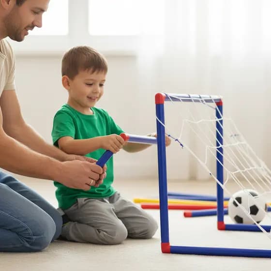 Brinquedo Futebol Infantil Trave Completa Azul com Bola e Bomba Resistente Divertido