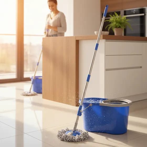 Mop Giratório 360 Limpeza Pesada com Balde Duplo Esfregão Giratório
