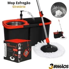 Mop Esfregão Duo Giratório Desmontável Duas Águas Cesto Inox Original Powermaid