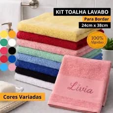 Kit 5 ou 10 Toalhas de Lavabo para Bordar 100% Algodão 24cm x 38cm Diversas Cores