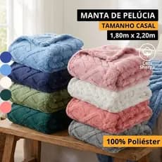Cobertor Manta Casal Pelúcia Dupla Face Sherpa 1,80x2,20m 100% Poliéster Inverno Luxo