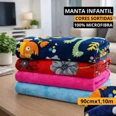 Manta Infantil ou de PET 100% Microfibra Estampas Variadas 90cm x 1,10m