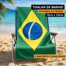 Toalha de Banho com Estampa do Brasil 70x135cm Conforto e Qualidade Premium