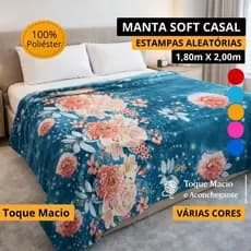 Manta Soft para Cama Casal Sofá 1,80m x 2,00m 100% Poliéster Diversas Estampas