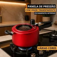 Panela De Pressão Com Visor de Vidro 4,5L Antiaderente Alumínio Cozinha Segura Moderna Grande