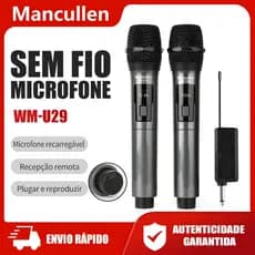 Mancullen Microfone sem fio profissional UHF Microfone dinâmico recarregável de mão para karaokê