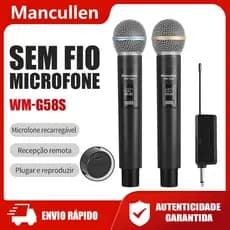 Mancullen Microfone sem fio profissional UHF Microfone dinâmico portátil recarregável para karaokê