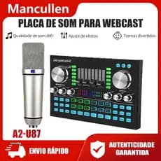 Conjunto de placa de som Mancullen Bluetooth Live com microfone condensador para transmissão ao vivo gravação de canto