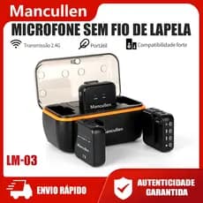 Microfone de lapela sem fio Mancullen com caixa de carregamento Mini microfone para iPhone Android Câmeras Vlog