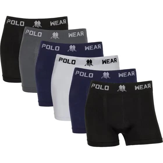 Kit 6 Cuecas Boxer Polo Wear Microfibra Sem Costura Original