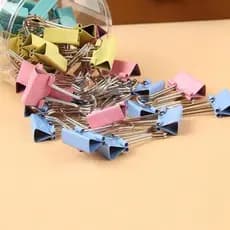 kit prendedor clipe organizador de papel binder 40 peças coloridas tom pastel 19mm