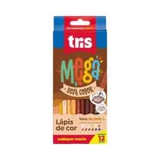 Lápis de cor escolar mega soft macio tons de pele tris 12 cores
