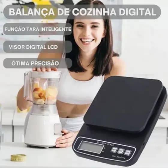Balança De Cozinha Digital Visor LCD Nutrição Tara Inteligente Precisão de 1g Max de Peso 5Kg