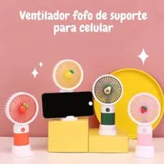 Mini ventilador portátil com suporte para celular recarregável via USB