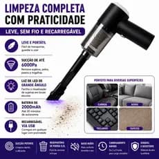 Aspirador de Pó Portátil Sem Fio Recarregável USB 120W 6000Pa Mini Aspirador para Carro Casa Sofá e Teclado